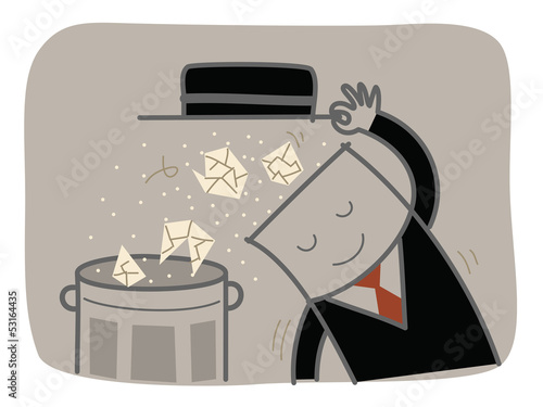 businessman clear junk from his head