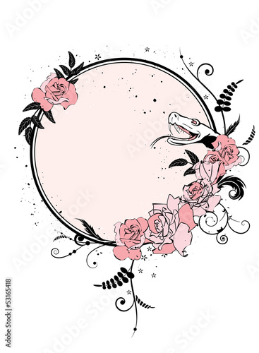 floral frame with snake