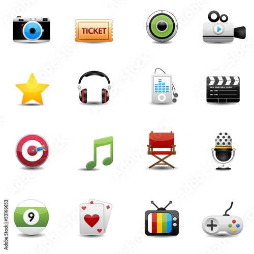 Entertainment and movie icons set