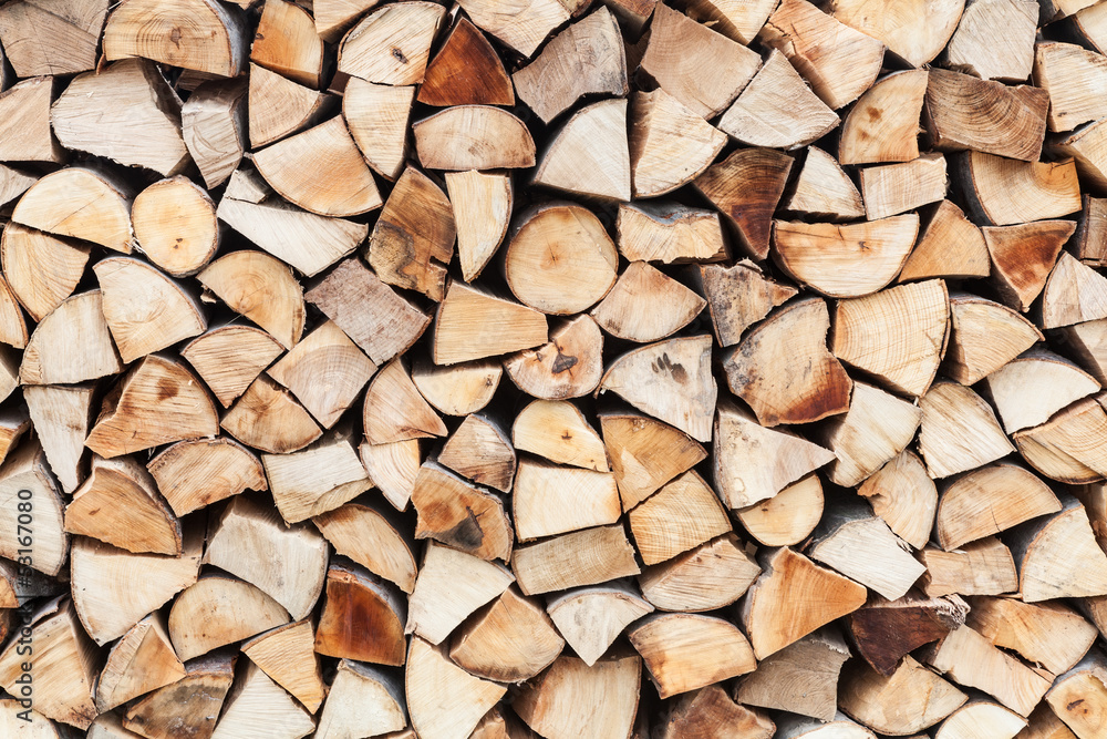 Arrangement of chopped wood prepared and stored Arrangement of chopped wood prepared and stored