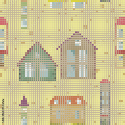 geometrical city seamless pattern