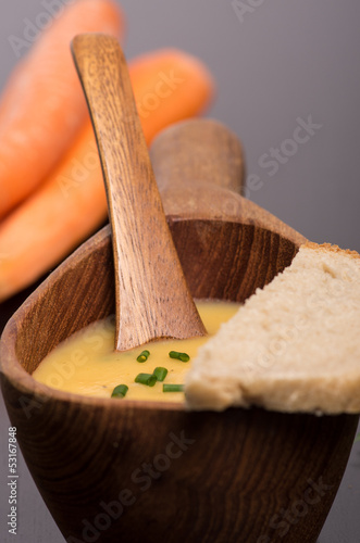 Homemade vegan carrot soup