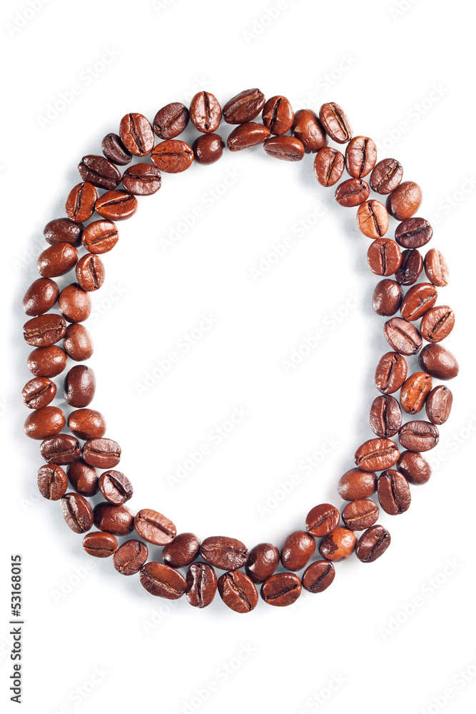 Letter O from coffee beans Letter O from coffee beans