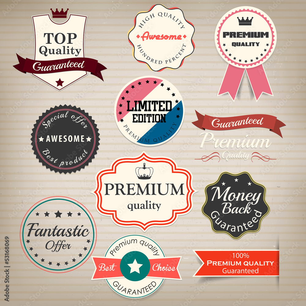 Fototapeta premium Set of stickers and ribbons. Vector