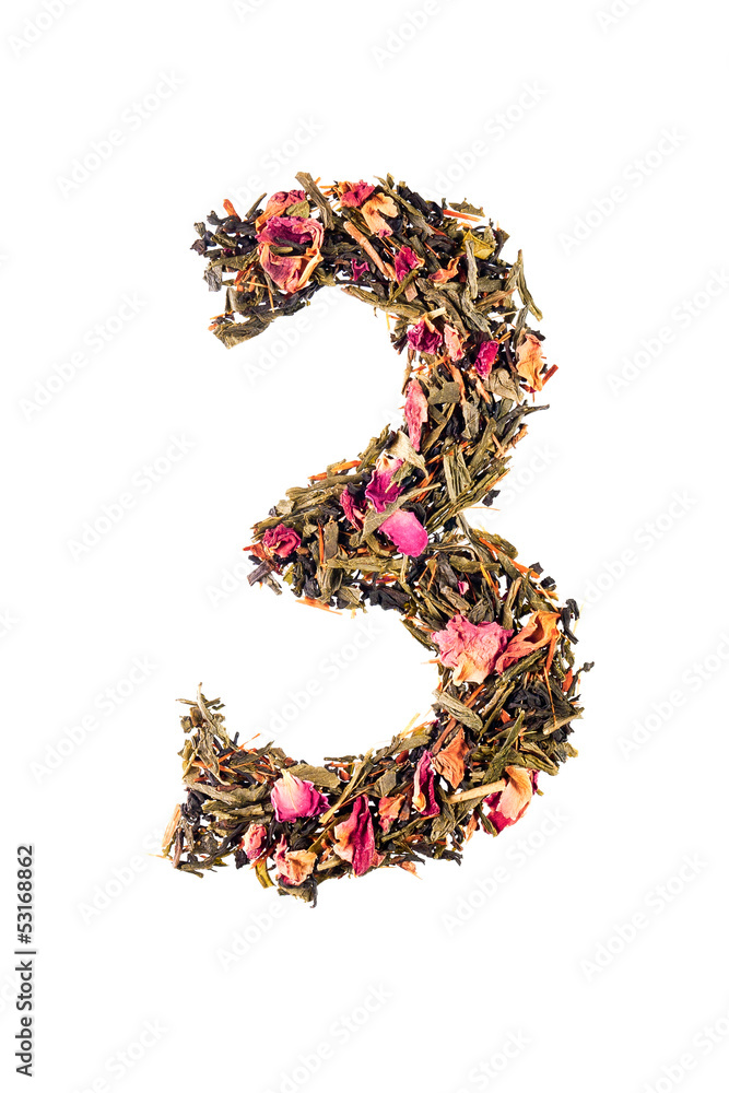 Digit '3' from herbal tea abc