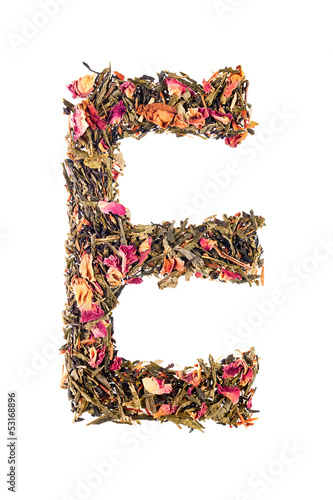 Letter 'E' from herbal tea abc