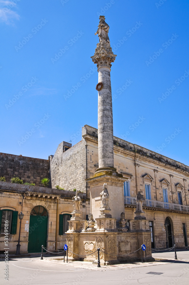 Column of Madonna delle Grazie. Maglie. Puglia. Italy.
