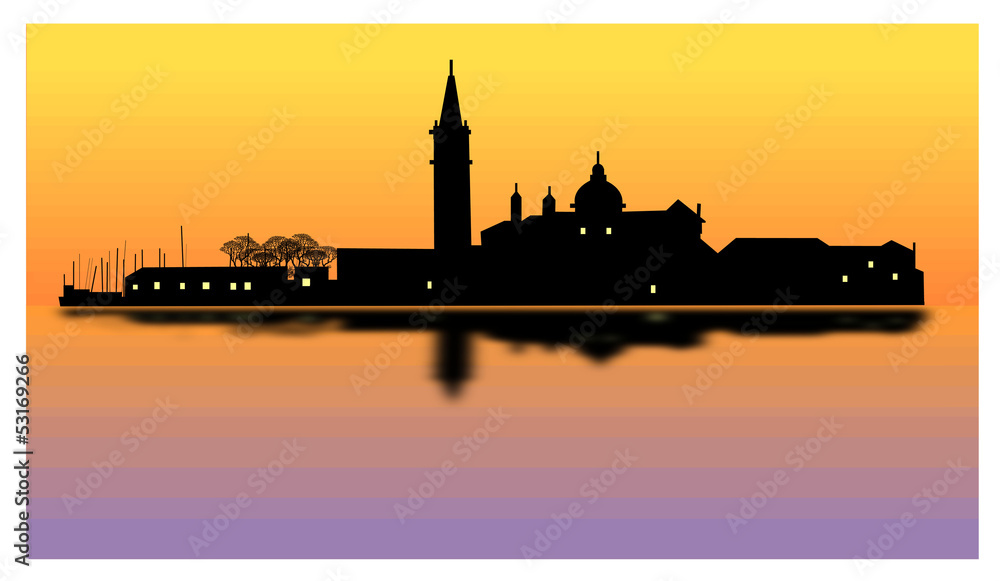 Venezia al tramonto - laguna veneta all'imbrunire
