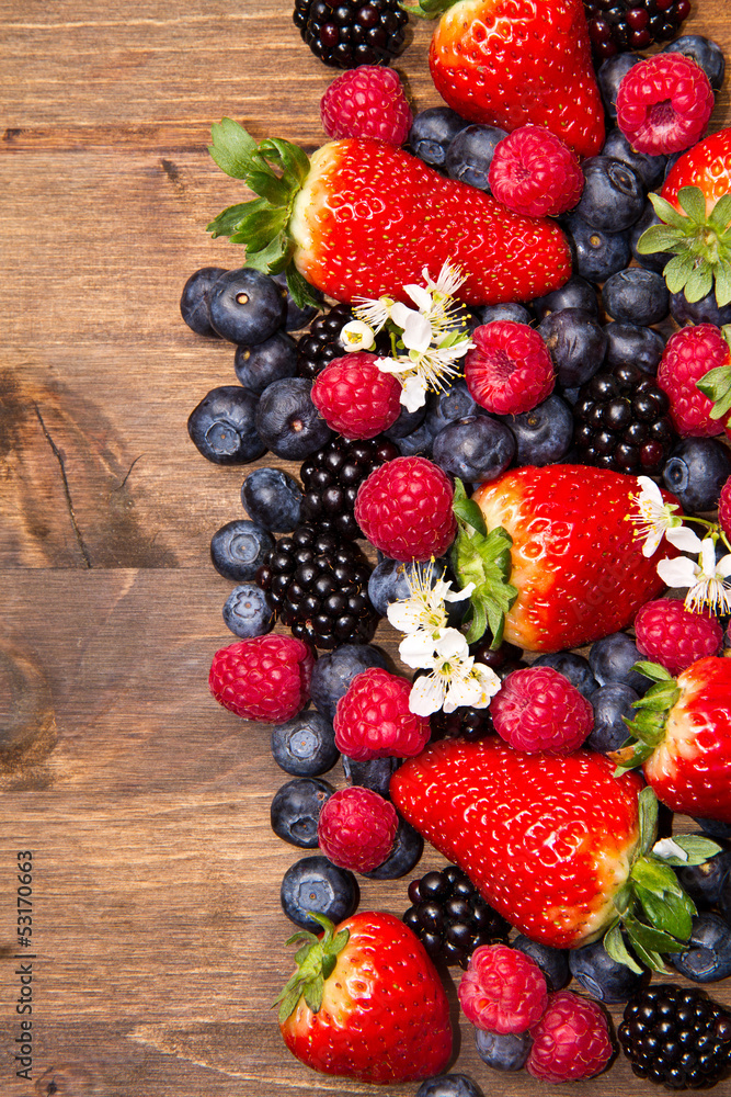 Berries on Wooden Background Berries on Wooden Background
