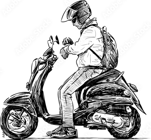 man on a scooter