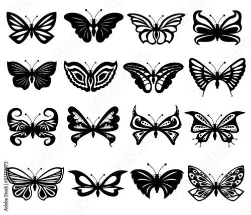 Set Of Black And White Butterflies © natareal