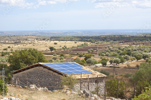 Solar panels on old farmhouse