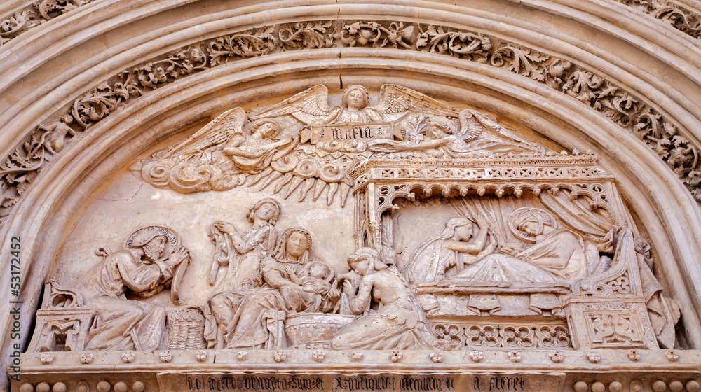 Madrid - Detail of Nativity scene on church San Jeronimo