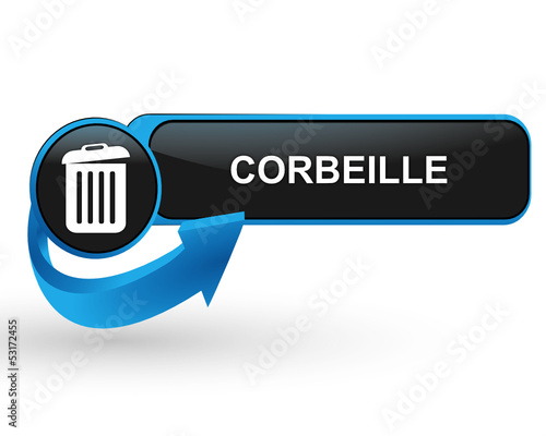 corbeille sur bouton web design bleu