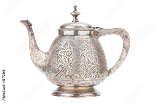 Fotografie retro silver teapot, jug isolated on white background