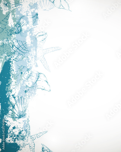 Vector Illustration of an Abstract Background with Seashells