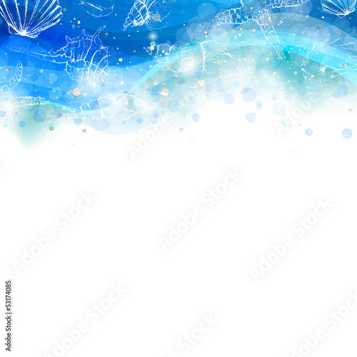 Vector Illustration of an Abstract Background with Seashells