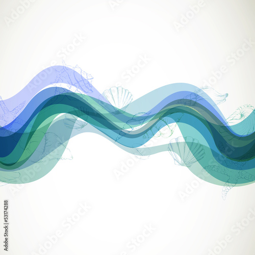 Vector Illustration of an Abstract Background with Seashells