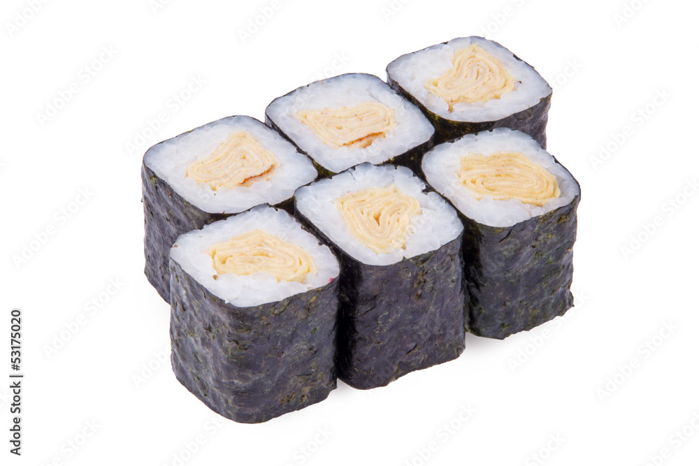 Hosomaki sushi with omelette Hosomaki sushi with omelette