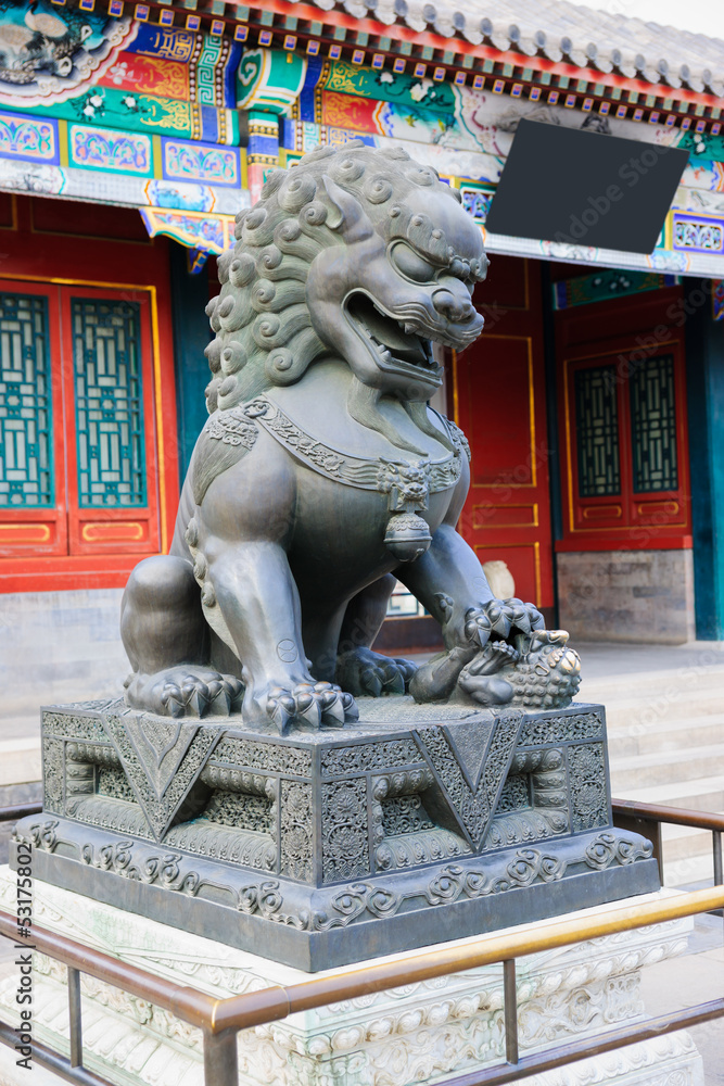 bronze lion sculpture in Summer Palace bronze lion sculpture in Summer Palace