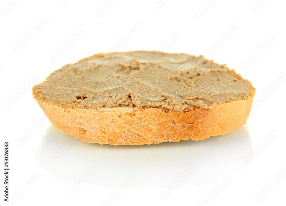 Fresh pate on bread, isolated on white Fresh pate on bread, isolated on white