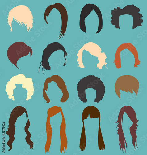 Vector Set: Woman's Hair Style Silhouettes