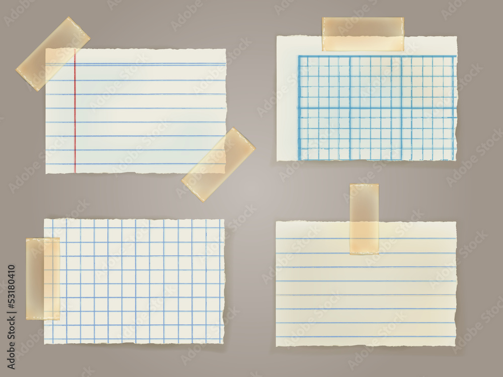 Note Papers with a sticky tape stuck to the wall Note Papers with a sticky tape stuck to the wall