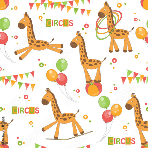 Baby seamless pattern of cute little giraffe .