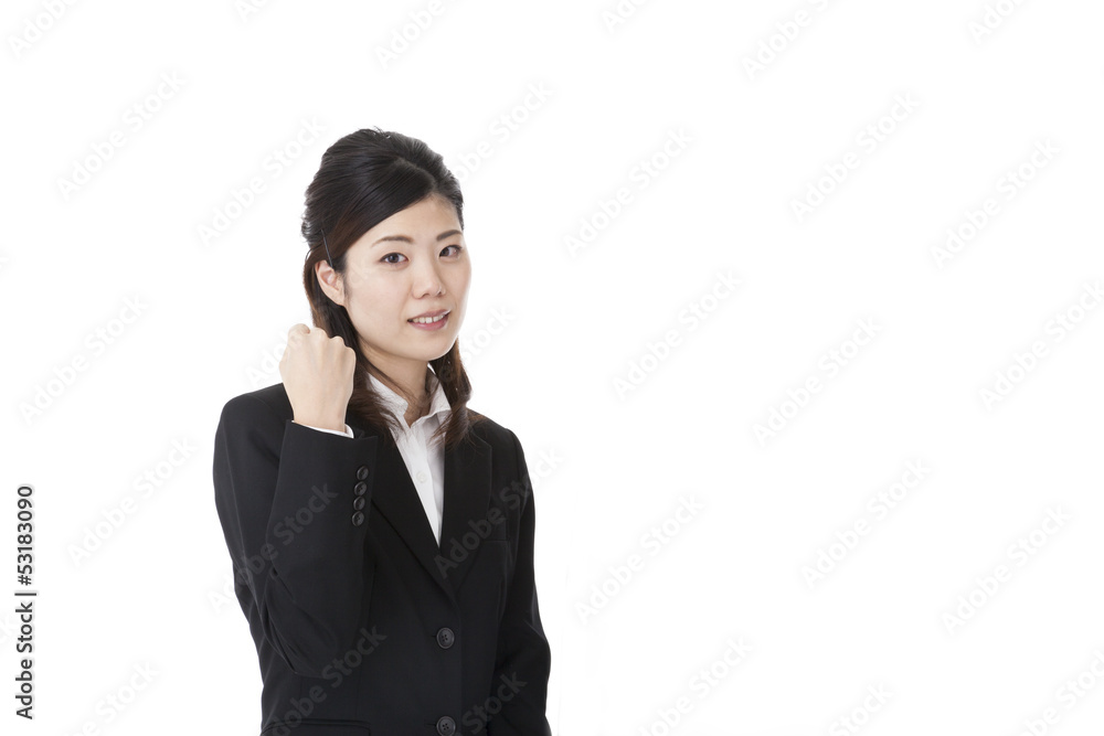 young business woman doing a guts pose young business woman doing a guts pose