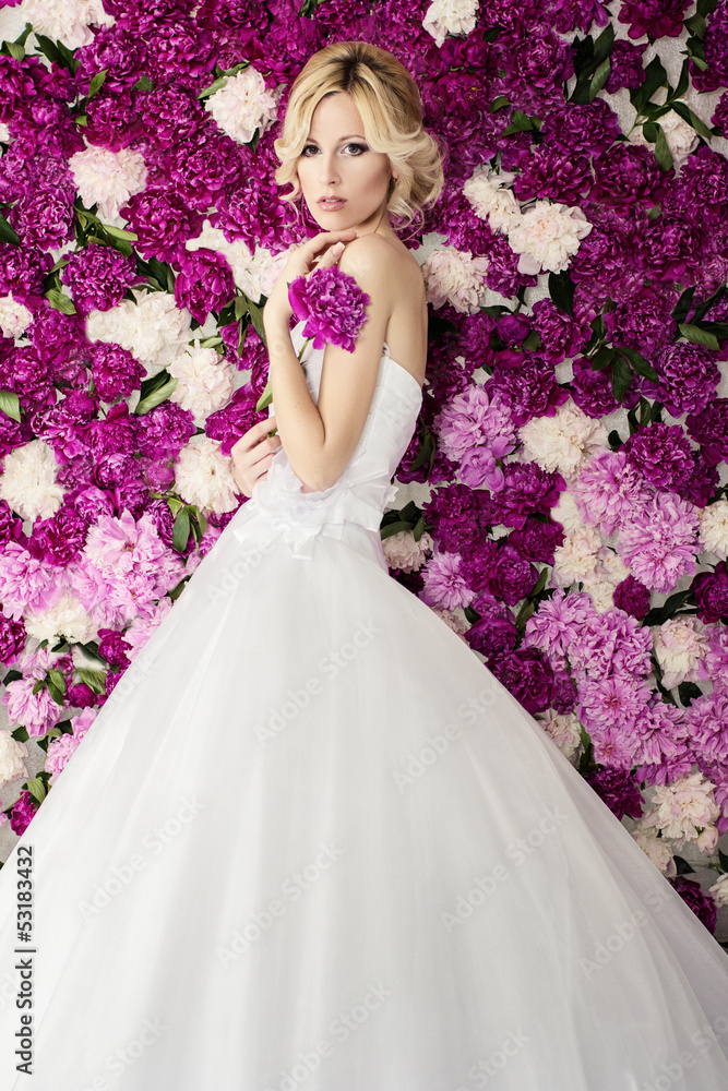 Bride on the peony background