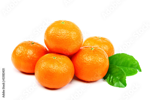 Fresh fruits mandarin oranges on a white background.
