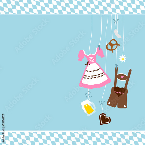 Octoberfest Symbols Retro Border Background