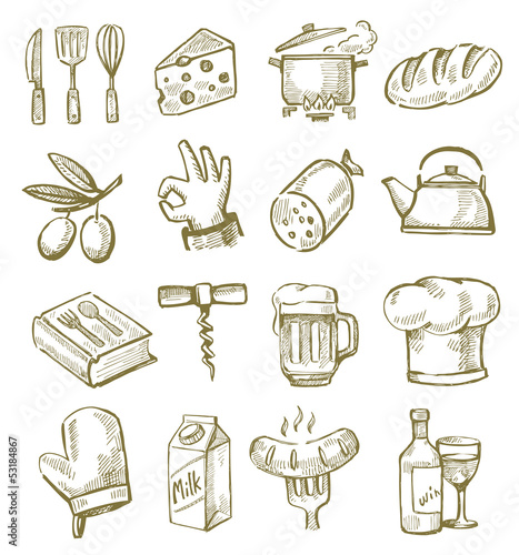 hand drawn kitchen