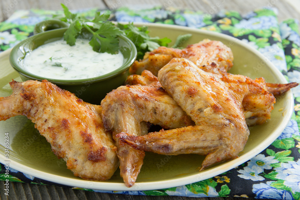 Chicken wings with sauce of yogurt. Chicken wings with sauce of yogurt.
