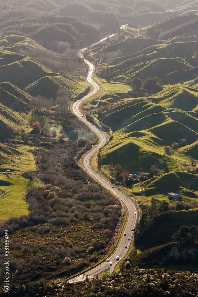 highway across volcanic landscape