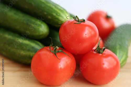fresh vegetables - cucumbers and tomatoes