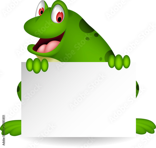 frog cartoon with blank sign