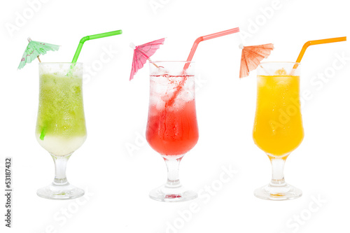 Colorful juice cocktails collection for summer drinks