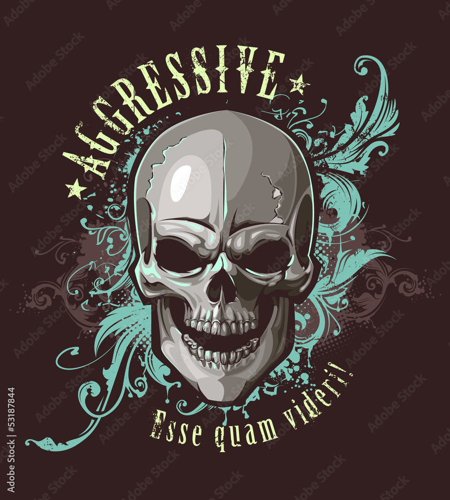 Fototapeta premium Grunge image with skull