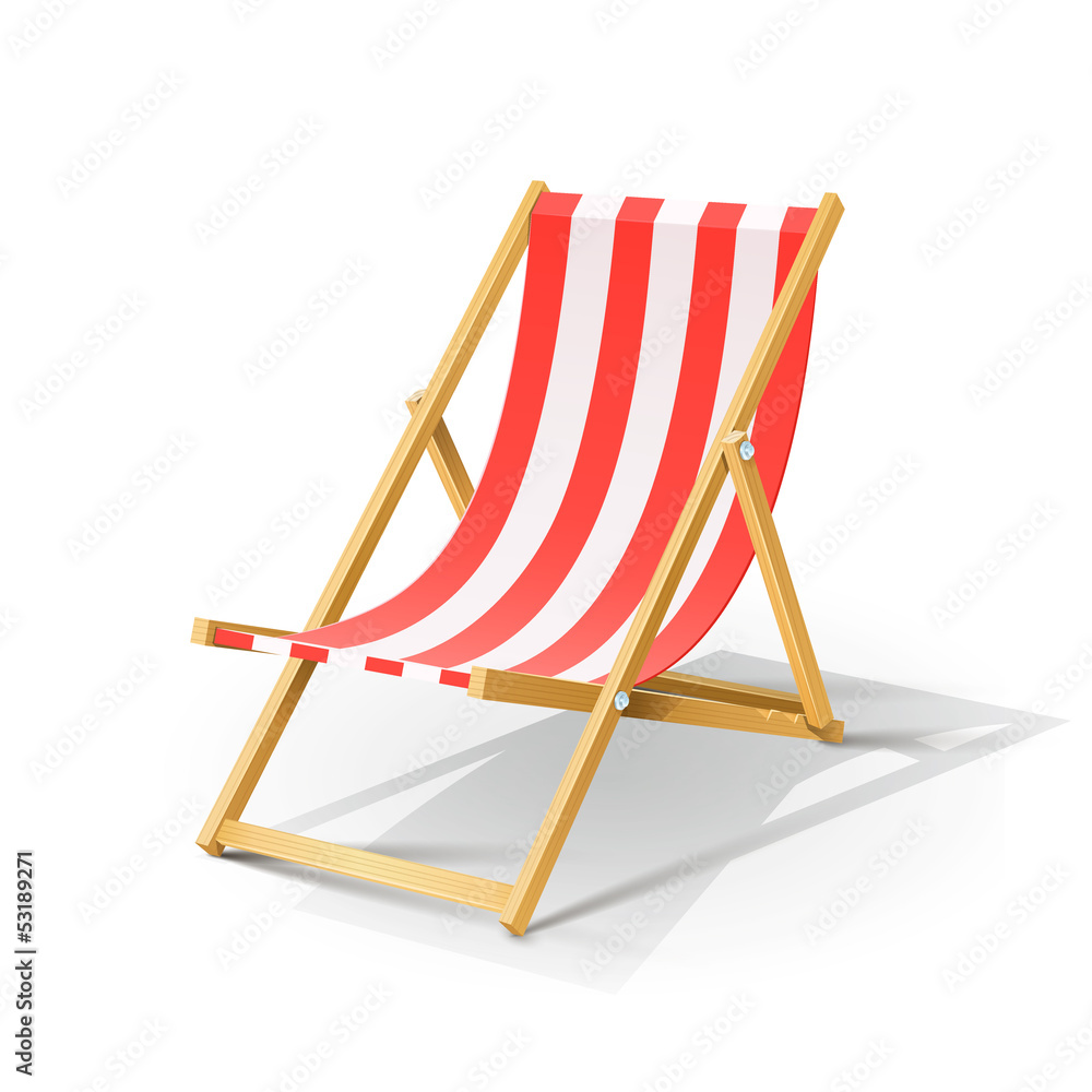 Naklejka premium drewniana plaża szezlong ilustracji wektorowych na białym tle