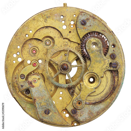 Close-up of a vintage rusty clock