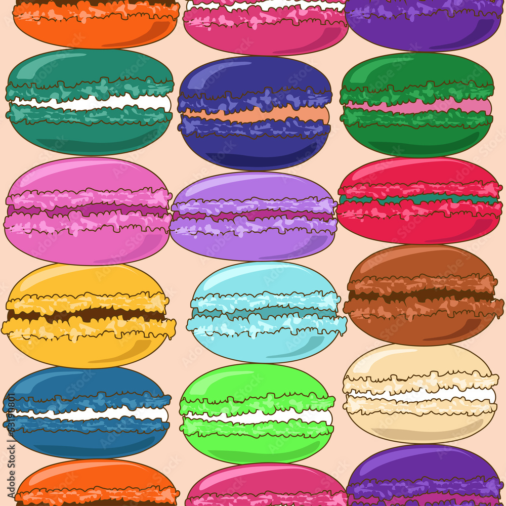 Seamless pattern of French macaroons Seamless pattern of French macaroons
