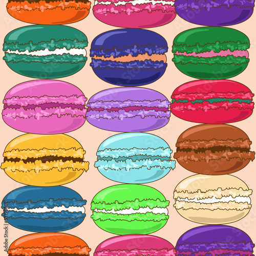 Seamless pattern of French macaroons