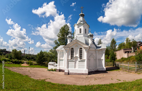 Small Christian orthodox church in Novgorod region, Russia.
