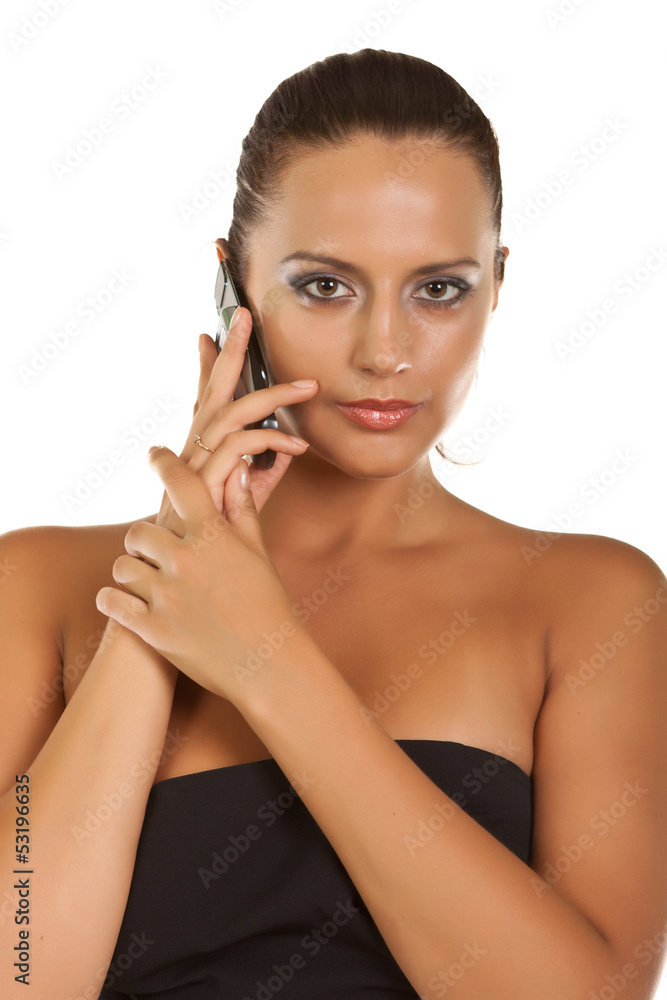 girl talking on a mobile isolated