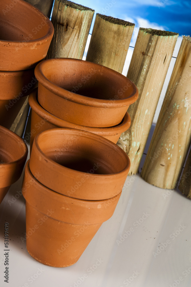 Garden work, rural decorative composition Garden work, rural decorative composition