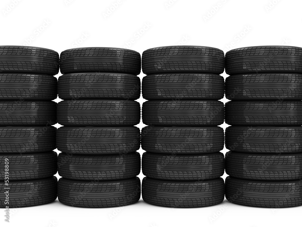 Stack of Car Tires isolated on white background Stack of Car Tires isolated on white background