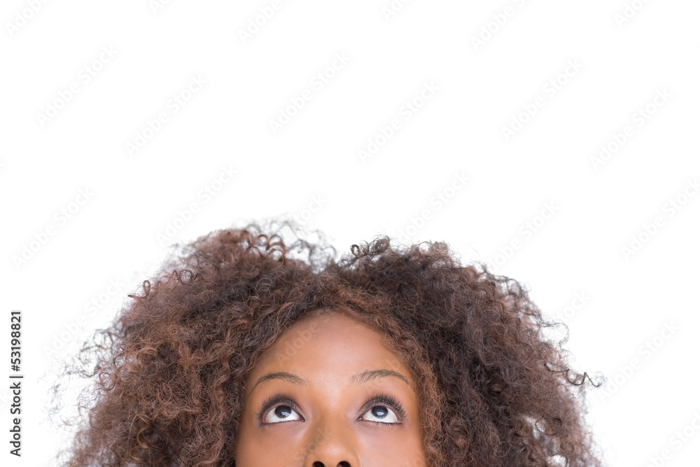 Obraz premium Attractive woman looking up