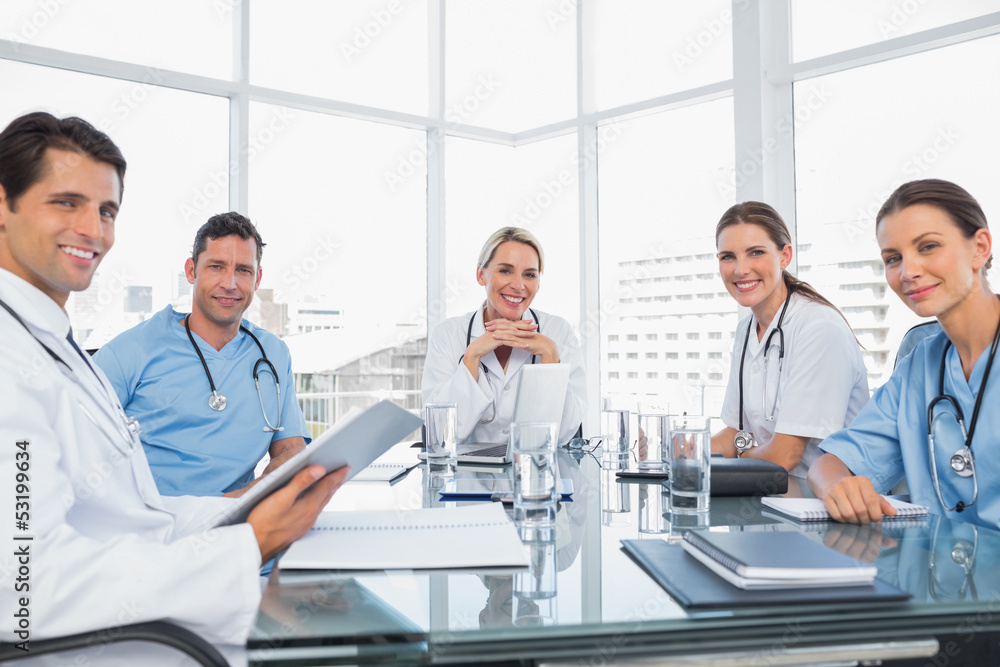 Fototapeta premium Smiling medical team during a meeting