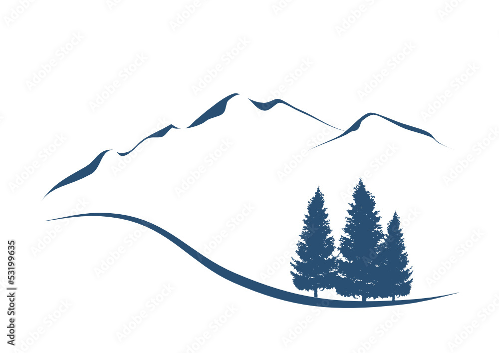 Obraz premium Berglandschaft mit Tannen